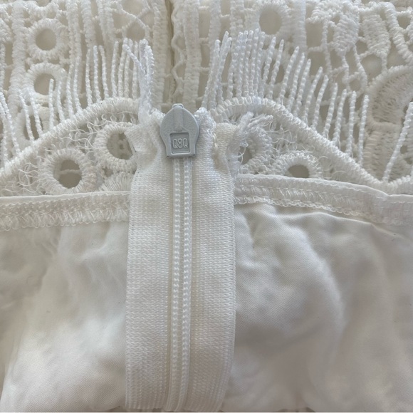 Dreamy White Lace Square Neck Puff Sleeve High Waist Bodycon Mini Dress Petite 2 - Picture 11 of 12